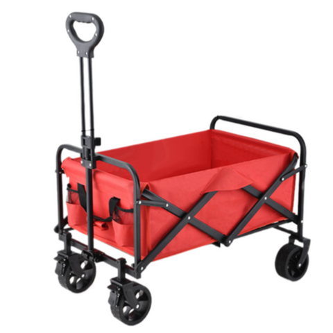 Wheelbarrows Carts Wagons 5 Inch Camp Cart Red Medium Tank Wheel + Bearing Double Brake High Carbon Structural Frame