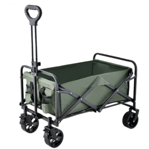 Wheelbarrows Carts Wagons 5 Inch Camp Cart Green Mid Number Tank Wheel + Bearing Double Brake +High Carbon Structural Frame