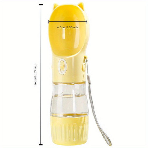 Dishes, Feeders & Fountains Yellow Portable Dog Water Bottle With Built In Bowl Dispenser 250Ml Water180ml Food Capacity Leak Proof For Travel And Wal