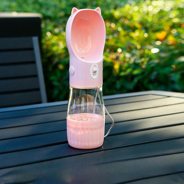 Dishes Feeders & Fountains Pink Portable Dog Water Bottle With Built In Bowl Dispenser 250Ml Water180ml Food Capacityleak Proof For Travel And Walks