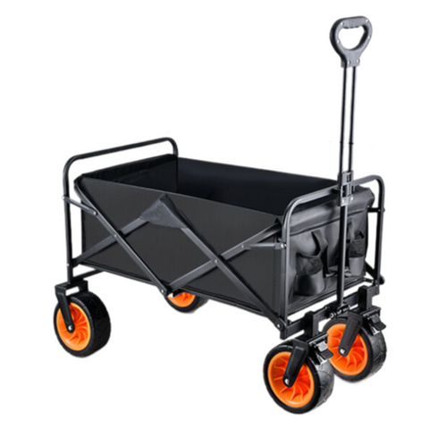 Wheelbarrows Carts Wagons 8 Inch Wild Wheel Cart Black (Orange Wheel) 99*57*105Cm