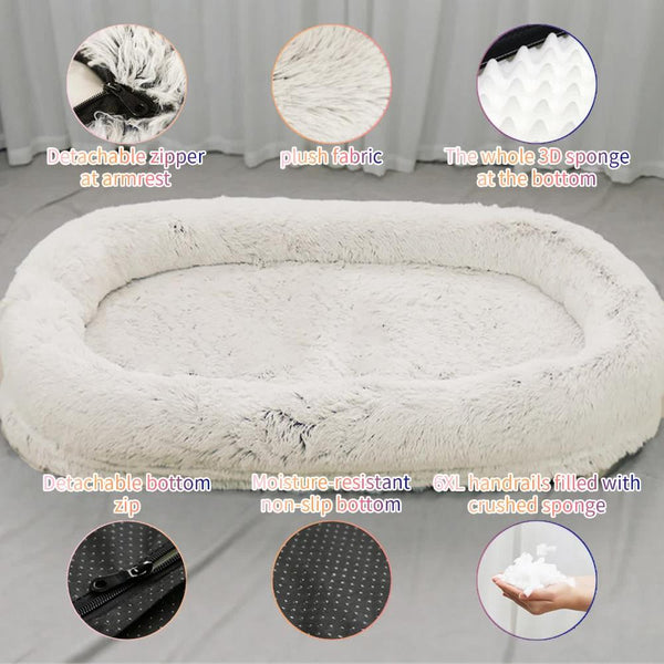 Pet Beds Fluffy Donut Shaped Pet Bed Soft Cozy And Anti Anxiety For Dogs Cats Machine Washable Cyan Blue Size:L 90*65*20Cm