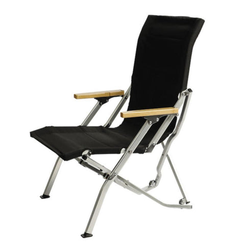 Camping Chairs Black Folding Camping Chair 85X57x55cm With Wooden Armrests & Lightweight Frame