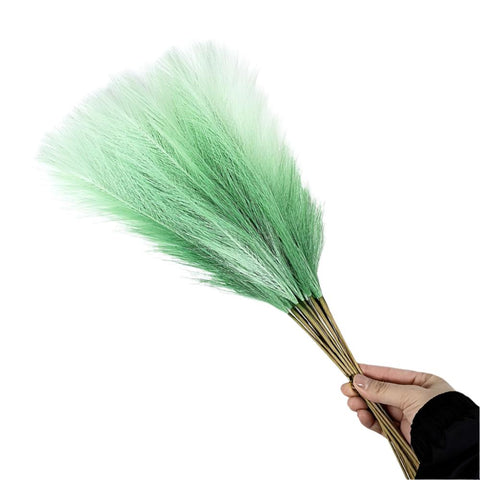 Floral Décor 20 Sticks Gradient Green Pampas Grass Bouquet 21.65" Fluffy Dried For Home Decor And Events