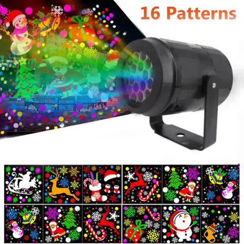 Night Lights Indoor Snowstorm Projector Light 16 Pattern Rotating Led Christmas Projection Lamp For Festive Decor