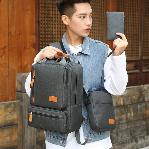 Other Luggage 3 Piece Travel Backpack Set Stylish Multi Functional Shoulder Bag & Pouch For Men Women