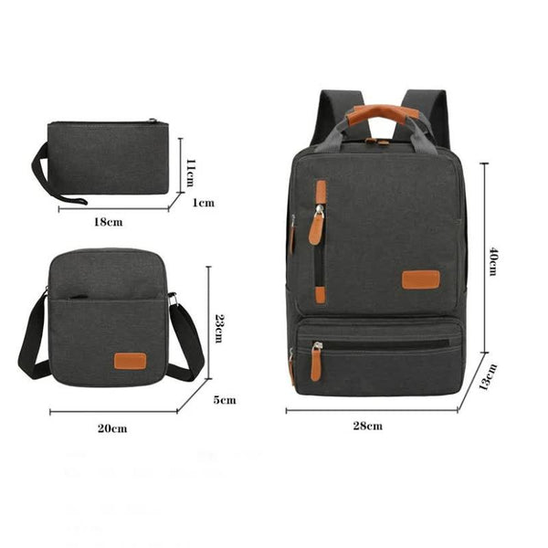 Other Luggage 3 Piece Travel Backpack Set Stylish Multi Functional Shoulder Bag & Pouch For Men Women