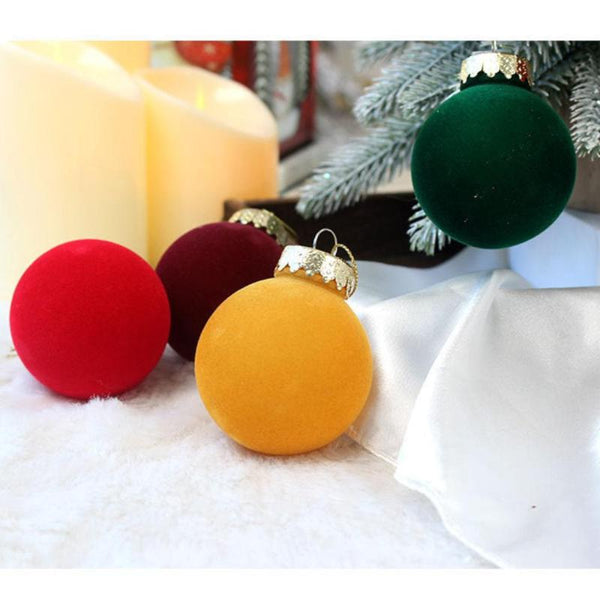 Seasonal Decorations 12 Piece Velvet Christmas Ornament Set Classic Coffee Green And Brown Baubles For Holiday Tree Decoration (6Cm)