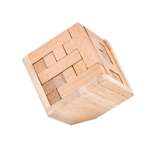 Puzzles Wooden Brain Teaser Puzzle 3D Cube Game For Adults And Kids Natural Block (2.75 Inches)