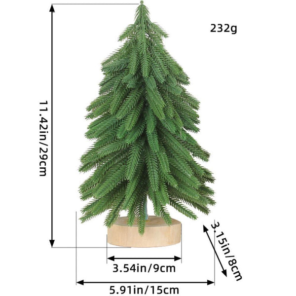 Seasonal Decorations Miniature Artificial Pine Tree Decoration 11.42 Inch Tabletop Christmas With Wooden Base