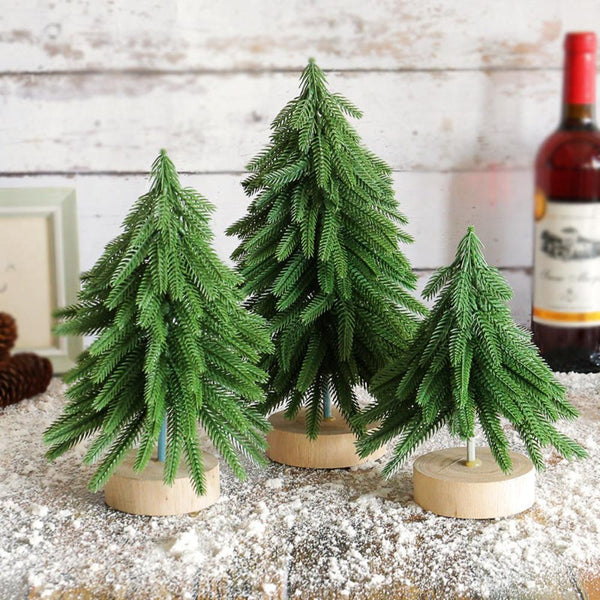 Seasonal Decorations Miniature Artificial Pine Tree Decoration 11.42 Inch Tabletop Christmas With Wooden Base