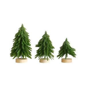 Seasonal Decorations Miniature Artificial Pine Tree Decoration 11.42 Inch Tabletop Christmas With Wooden Base