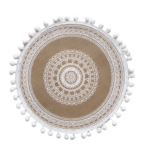 Placemats Bohemian Round Woven | Set Of 5 With Fringe Design