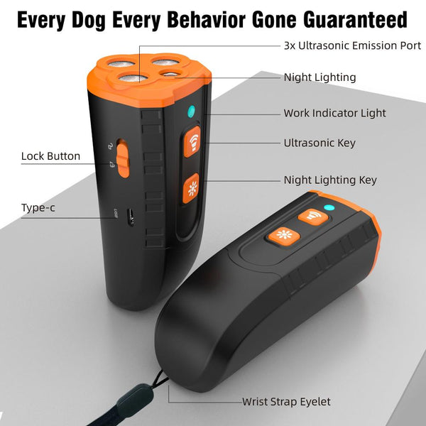 Other Training & Obedience Ultrasonic Dog Trainer Device | Handheld Pet Training Tool With Night Light & Type C Charging 3.7V