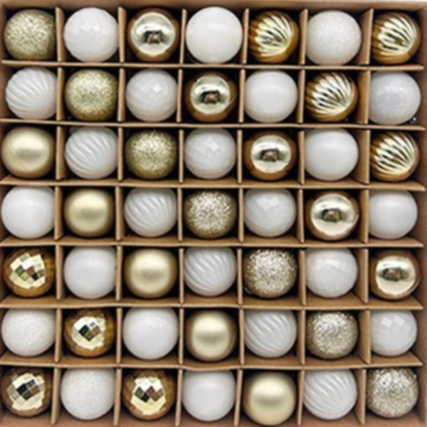 Seasonal Decorations 49 Piece Christmas Ornament Set 3Cm White Gold Baubles For Tree Decoration