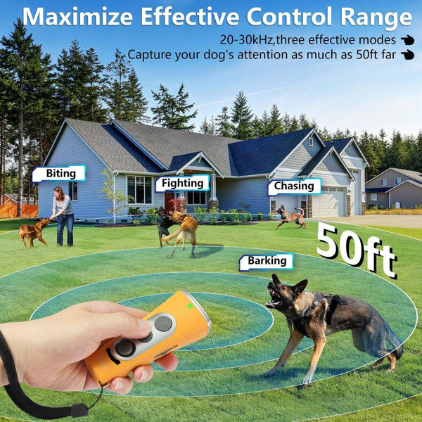 Bark Control Yellow Portable Ultrasonic Dog Training Device Anti Barking & Obedience Trainer With Led Indicator Easy To Carry