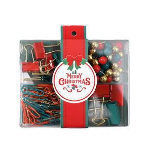 Stationery Sets S11012 Christmas Stationery Set Festive Binder Clips Paper And Push Pins In Holiday Colors(2 Set)