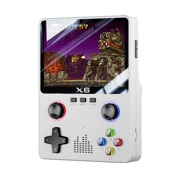 Video Game Consoles X6 White Handheld Gaming Console 3.5 Inch Hd Screen Dual Joysticks Multi Emulator Support 32Gb Storage