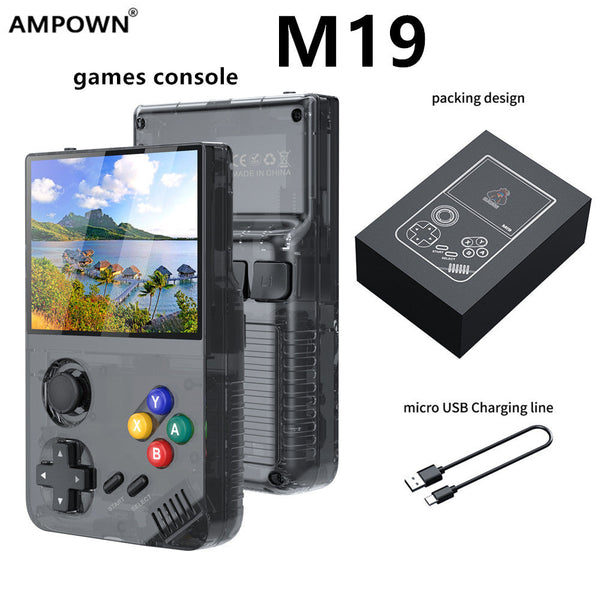 Video Game Consoles 64G Grey Mpown M19 Handheld Gaming Console Retro Arcade & Psp Emulator 3.5 Inch Hd Screen Tv Connectivity Portable 3D Device