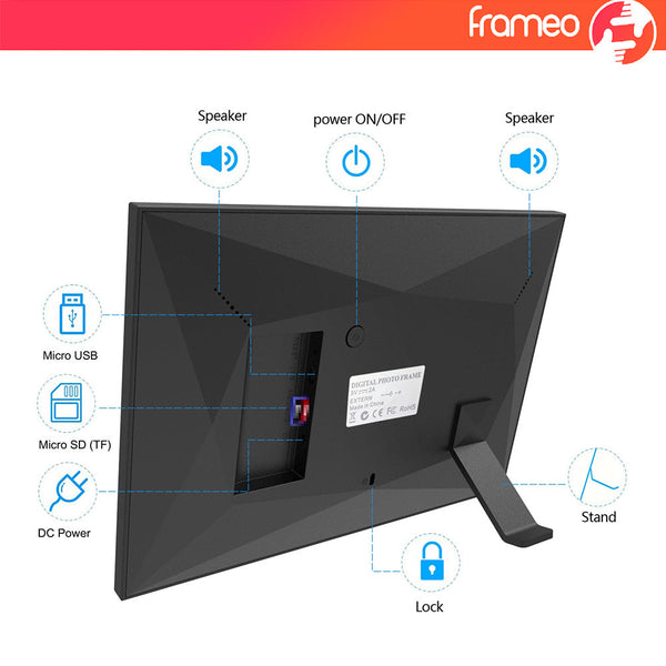 Digital Photo Frames 10.1 Inch Wooden Frame Wifi Digital Photo 32Gb Storage Ips Touchscreen App Remote Sharing