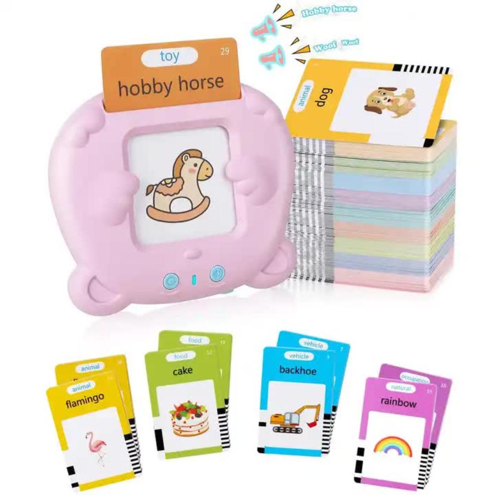 Educational Toys Pink Bear Shaped Early Education Card Reader Interactive Learning Toy With 510 Flashcards For Kids