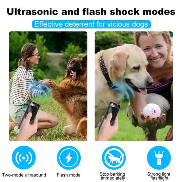 Other Training & Obedience P10 Black Ultrasonic Dog Repellent Device Dual Mode Flashlight And Deterrent