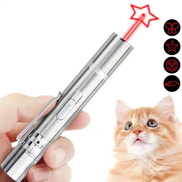 Cat Toys 2Pcs Usb Rechargeable Multifunctional Laser Pointer For Cats Interactive Toy With Star And Butterfly Patterns