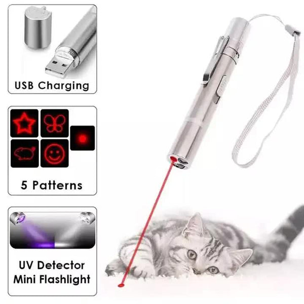 Cat Toys 2Pcs Usb Rechargeable Multifunctional Laser Pointer For Cats Interactive Toy With Star And Butterfly Patterns