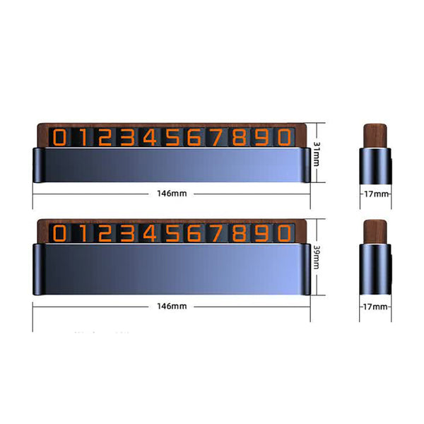 Other Car Interior Gray Premium Alloy And Wood Temporary Parking Card Sliding Design For Privacy Includes 6 Number Sets