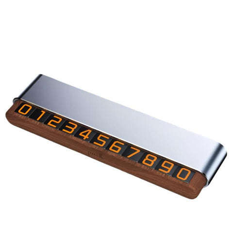 Other Car Interior Silver Dual Number Alloy And Wood Temporary Parking Card Sliding Privacy Design Includes 8 Sets