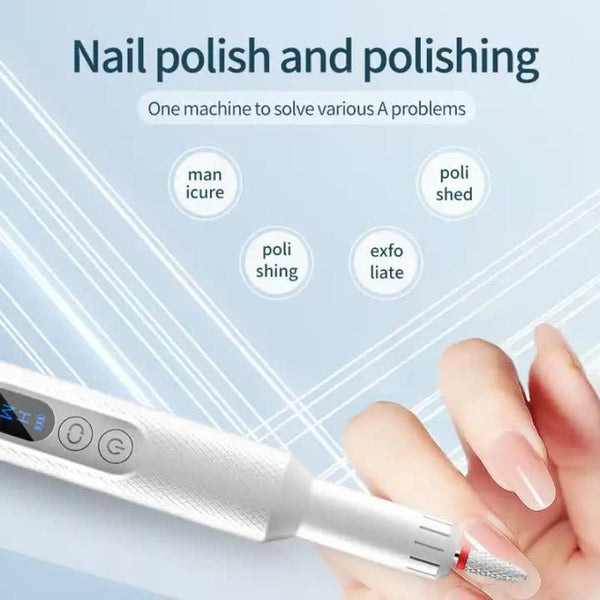 Electric Files & Tools White Electric Nail Drill Machine M3 Speed Adjustable Usb C Rechargeable Manicure & Pedicure Tool With 6 Ceramic Bits