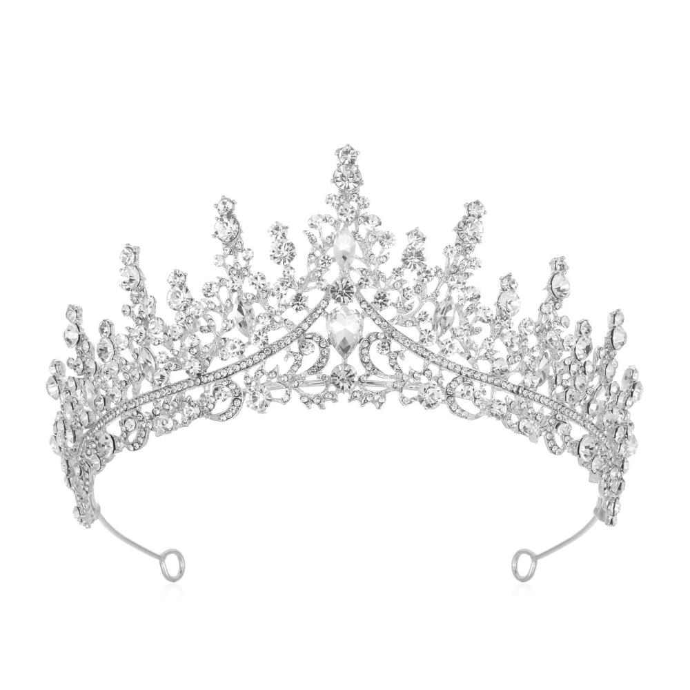 Hair Accessories Luxury Full Rhinestone Bridal Tiara Elegant Alloy Crown Hairband With 3A Grade Crystals Silver