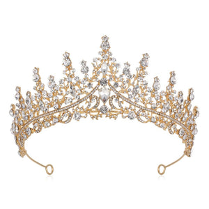 Hair Accessories Luxury Full Rhinestone Bridal Tiara Elegant Alloy Crown Hairband With 3A Grade Crystals Gold