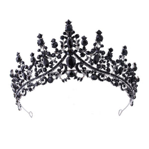 Hair Accessories Luxury Full Rhinestone Bridal Tiara Elegant Alloy Crown Hairband With 3A Grade Crystals Black