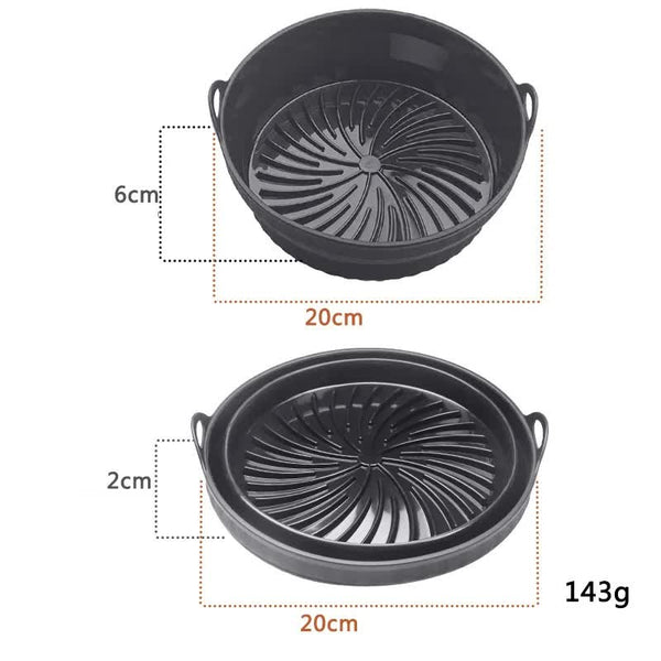 Air Fryer Accessories 3D Round Air Fryer Silicone Liners Food Grade Non Stick Reusable Basket Mats For Fryers Ovens And Microwaves (4 Pcs Black)