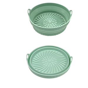 Air Fryer Accessories 3D Round Air Fryer Silicone Liners Food Grade Non Stick Reusable Basket Mats For Fryers Ovens And Microwaves (4 Pcs Green)