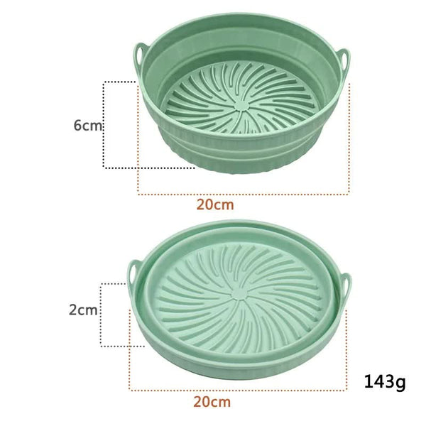 Air Fryer Accessories 3D Round Air Fryer Silicone Liners Food Grade Non Stick Reusable Basket Mats For Fryers Ovens And Microwaves (4 Pcs Green)