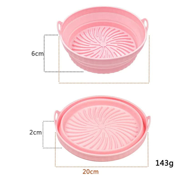 Air Fryer Accessories 3D Round Air Fryer Silicone Liners Food Grade Non Stick Reusable Basket Mats For Fryers Ovens And Microwaves (4 Pcs Pink)