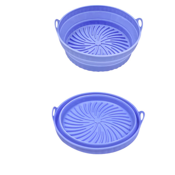 Air Fryer Accessories 3D Round Air Fryer Silicone Liners Food Grade Non Stick Reusable Basket Mats For Fryers Ovens And Microwaves (4 Pcs Blue)