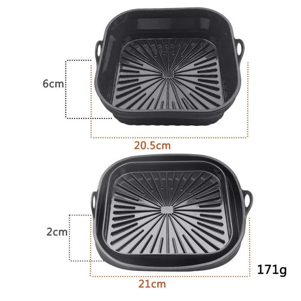 Air Fryer Accessories 3D Square Air Fryer Silicone Liners Food Grade Non Stick Reusable Basket Mats For Fryers Ovens And Microwaves (4 Pcs Black)