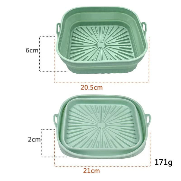 Air Fryer Accessories 3D Square Air Fryer Silicone Liners Food Grade Non Stick Reusable Basket Mats For Fryers Ovens And Microwaves (4 Pcs Green)