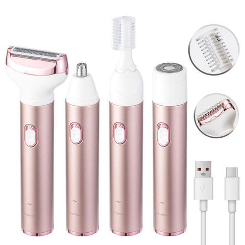 Women's Razors 4 In 1 Women's Electric Hair Removal Trimmer Multifunctional Grooming Kit For Underarms Bikini Nose Eyebrows