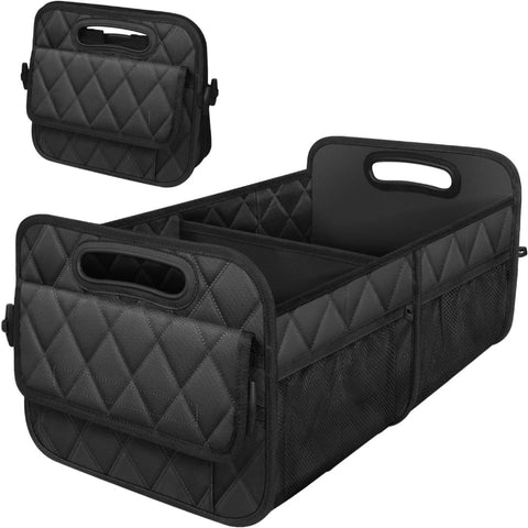 Car Organisers Black Foldable Car Trunk Storage Box With Multiple Compartments Large Capacity Collapsible Organizer For