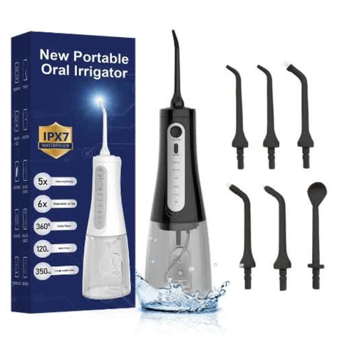 Air & Water Flossers Black Portable Rechargeable Water Flosser Handheld Oral Irrigator For Teeth & Gums