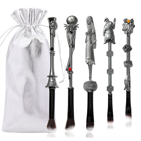 Brushes 5 Piece Gothic Skeleton Jack Makeup Brush Set Halloween Horror Themed Metal Eyeshadow For Creative Festive Gifts