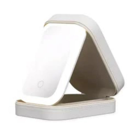 Jewellery Boxes White Led Jewelry Box With Mirror Smart Light Adjustment And Dual Power Charging For Travel Home