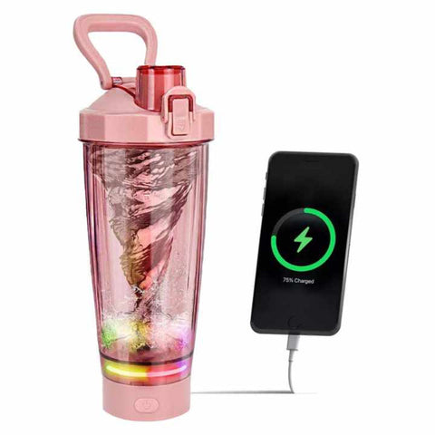 Shake Bottles & Mixers Pink Portable Electric Shaker Bottle With Led Light 550Ml Sports Protein Mixer Cup For Gym And Travel