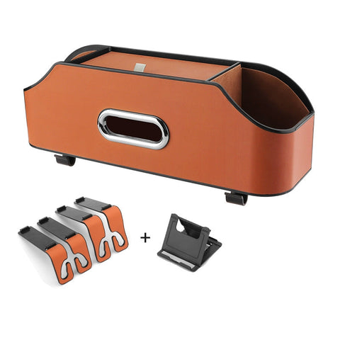 Car Organisers Orange Car Seat Back Organiser Multi Function Storage Box With Tissue Holder Cup And Phone Mount