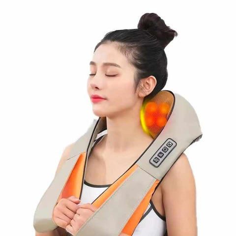 Massagers Portable Kneading Neck And Shoulder Massager With Heat Four Button Design Beige