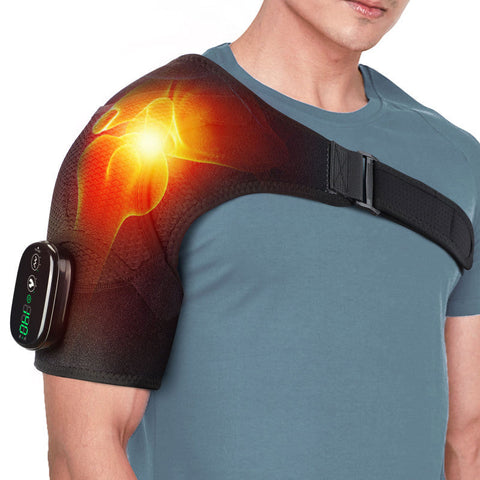 Massagers Black Rechargeable Heated Shoulder Massager With Led Display Adjustable Compression Wrap For Pain Relief And Relaxation